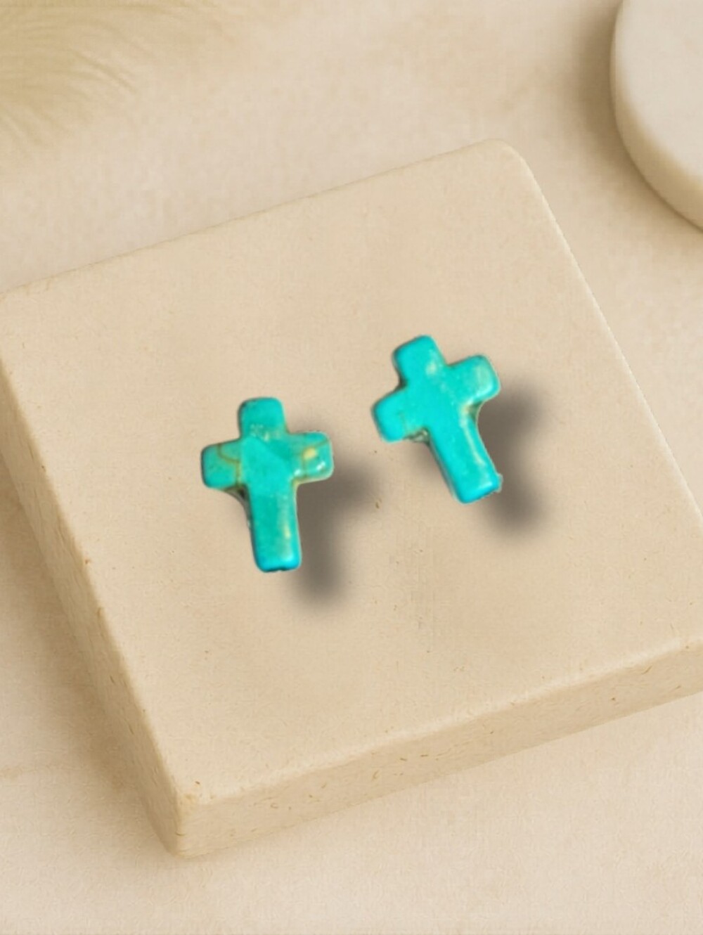 Turquoise Cross Resin Stud Earrings